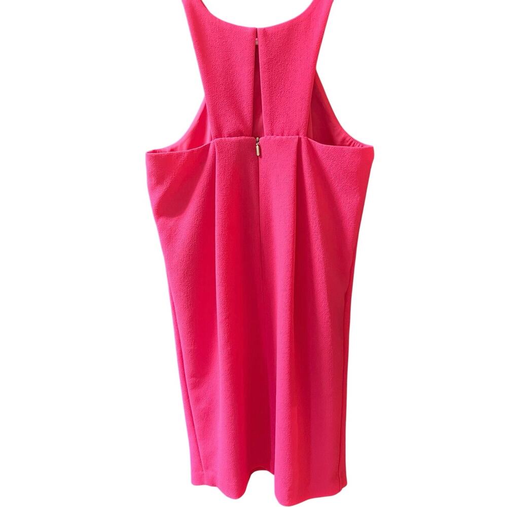NWOT Trina Turk Felisha Pink Crepe Halter Shift Dress Pleat Front Size 4 - Picture 6 of 8